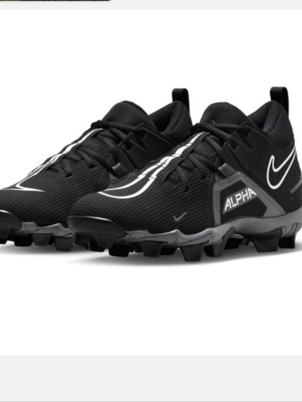 Nike Alpha Menace 3 Shark Youth Size 5.5 Black Iron Gray Athletic Cleats CV0581